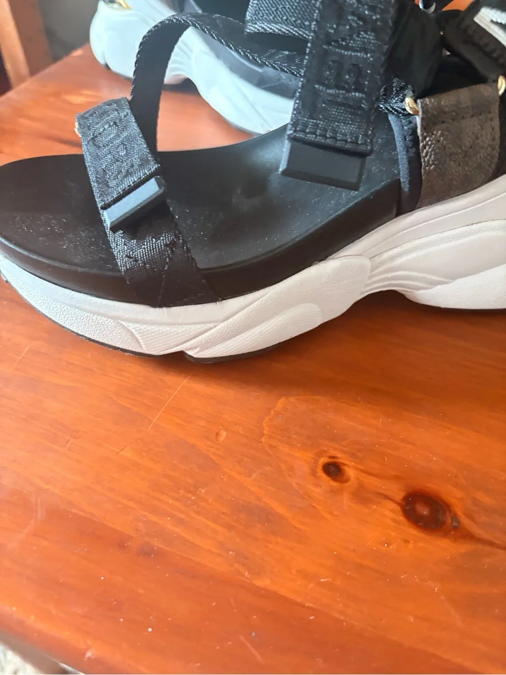 MICHAEL Michael Kors Maddox Black & White Platform Sport Sandals